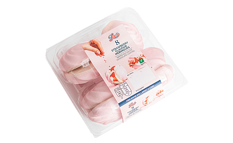 Lees 8 Strawberry Flavour Meringue Shells with White Chocolate